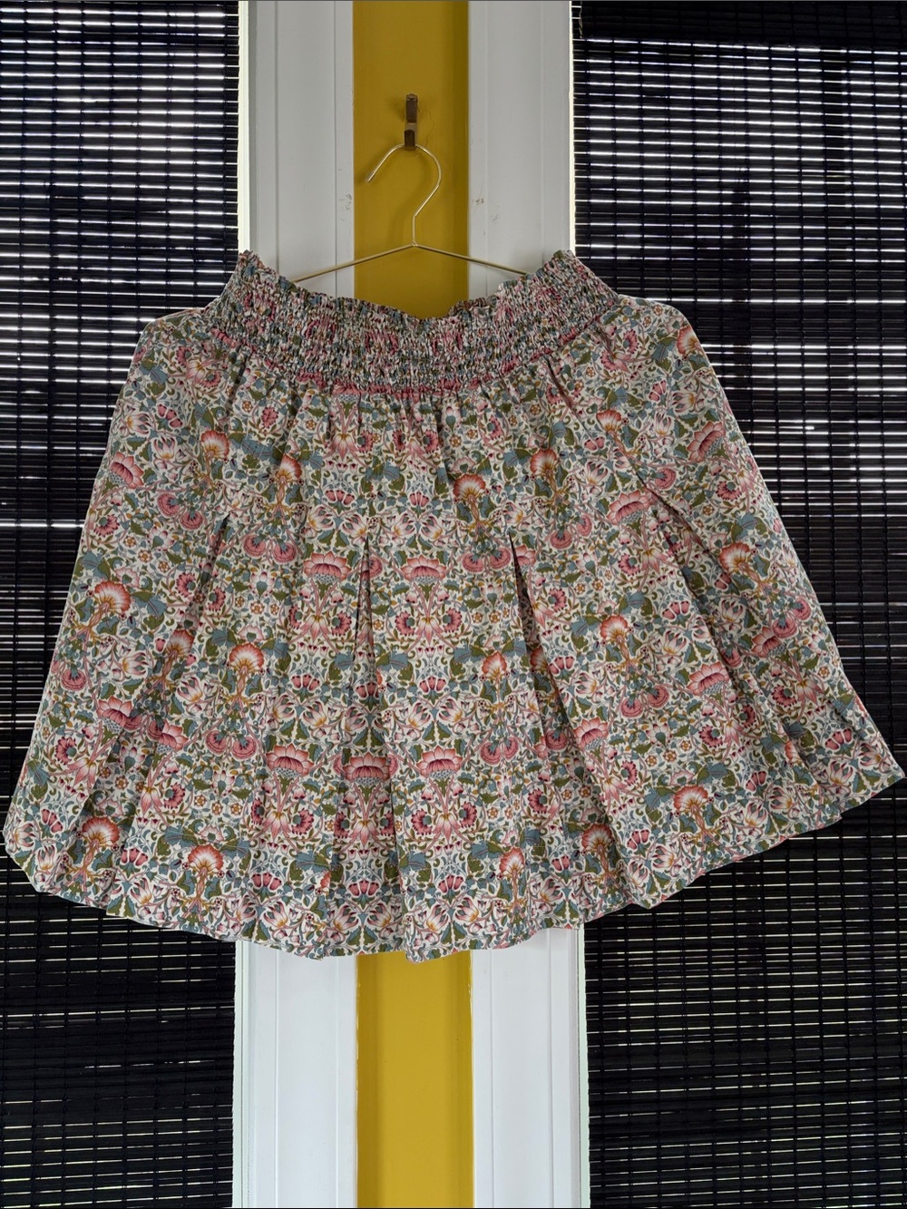 Buru Floral Smocked Waist Mini Skirt - Pink & Green